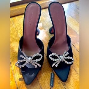 Amina Muaddi Rosie 95mm crystal embedded mules - black satin